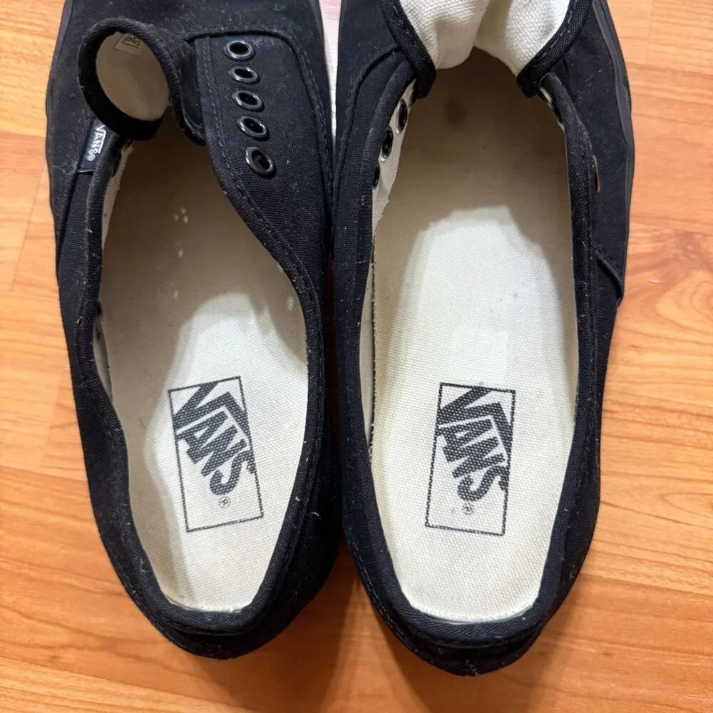 Vans Authentic Sanitized Black Canvas Lace-Up‎ Sneakers Mens 9 / Womens 10.5